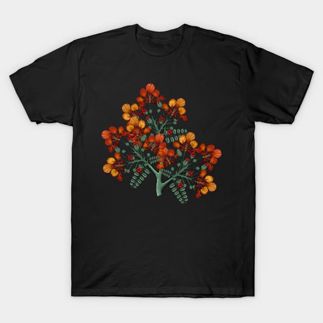 hand drawn illustration art of Barbados Pride flowers. T-Shirt by Lewzy Design